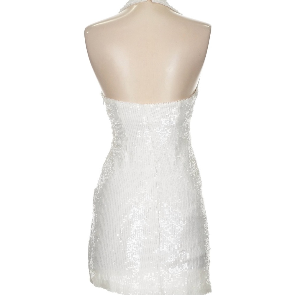 Show Me Your MuMu White Sequin Halter Mini Dress - Picture 11 of 12
